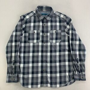 The North‎ Face Flannel Shirt Mens Large Grey Plaid Long Sleeve Workwear Casual